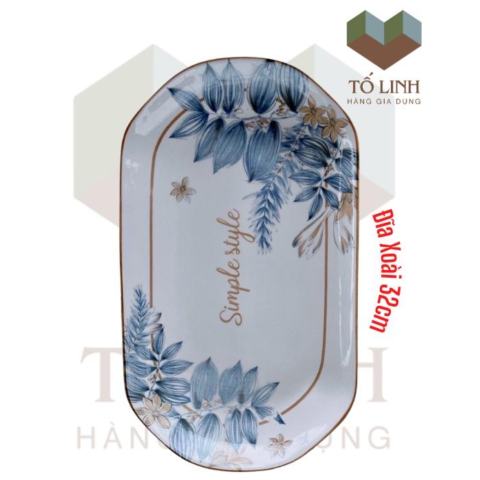 Dĩa Hột Xoài Sứ Cao Cấp Style 31.5cm,,Dĩa Xoài 12 Sứ Cao Cấp Style 31.5cm