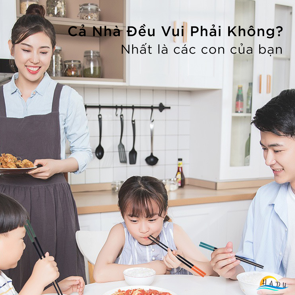 [5 Đôi] Đũa Ăn Cơm Cao Cấp Chống Mốc Kiểu Nhật Bản Đẹp Hình Song Ngư Nhiều Màu Sợi Thủy Tinh Chịu Nhiệt HADU