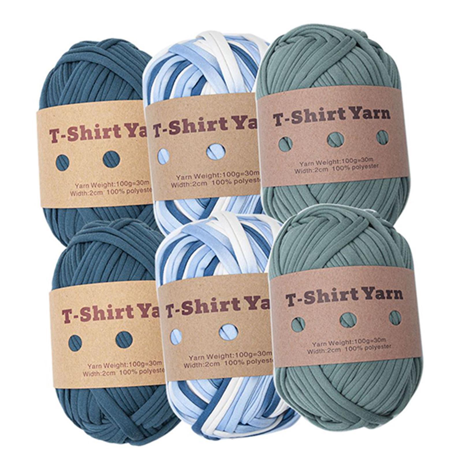 6x T Shirt Yarn 3 Colors Easy to Wash Knitting Yarn for Blanket Throw Pillow