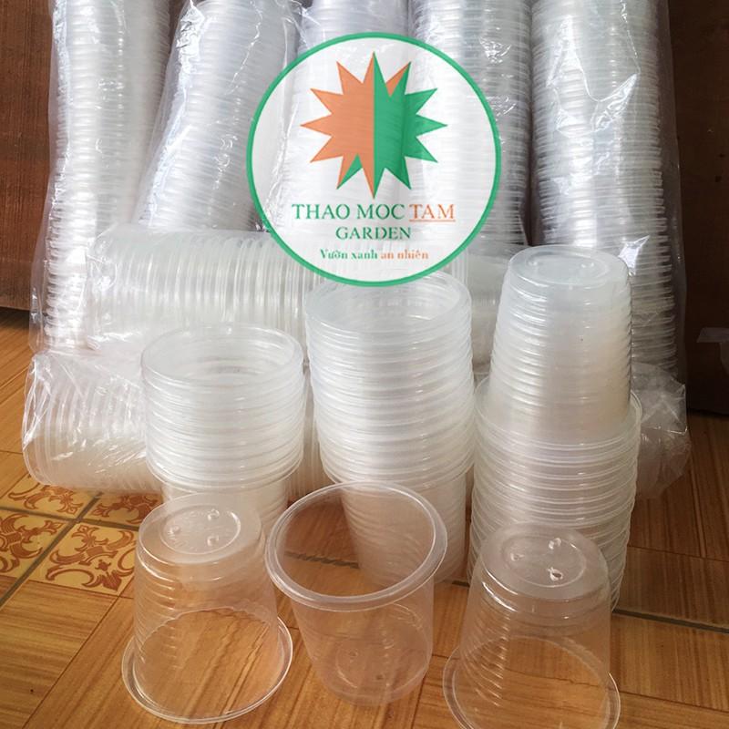 Lốc 50 ly nhựa đục lỗ đáy dùng trồng cây con, gieo hạt - Ly nhựa Plastic ươm cây