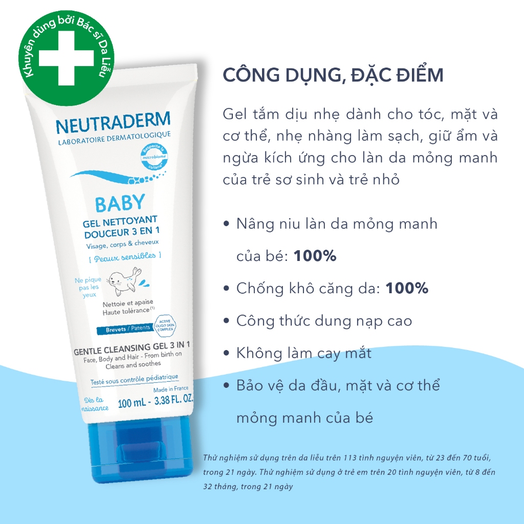 Combo Gel tắm dịu nhẹ và kem dưỡng ẩm cho Baby Neutraderm