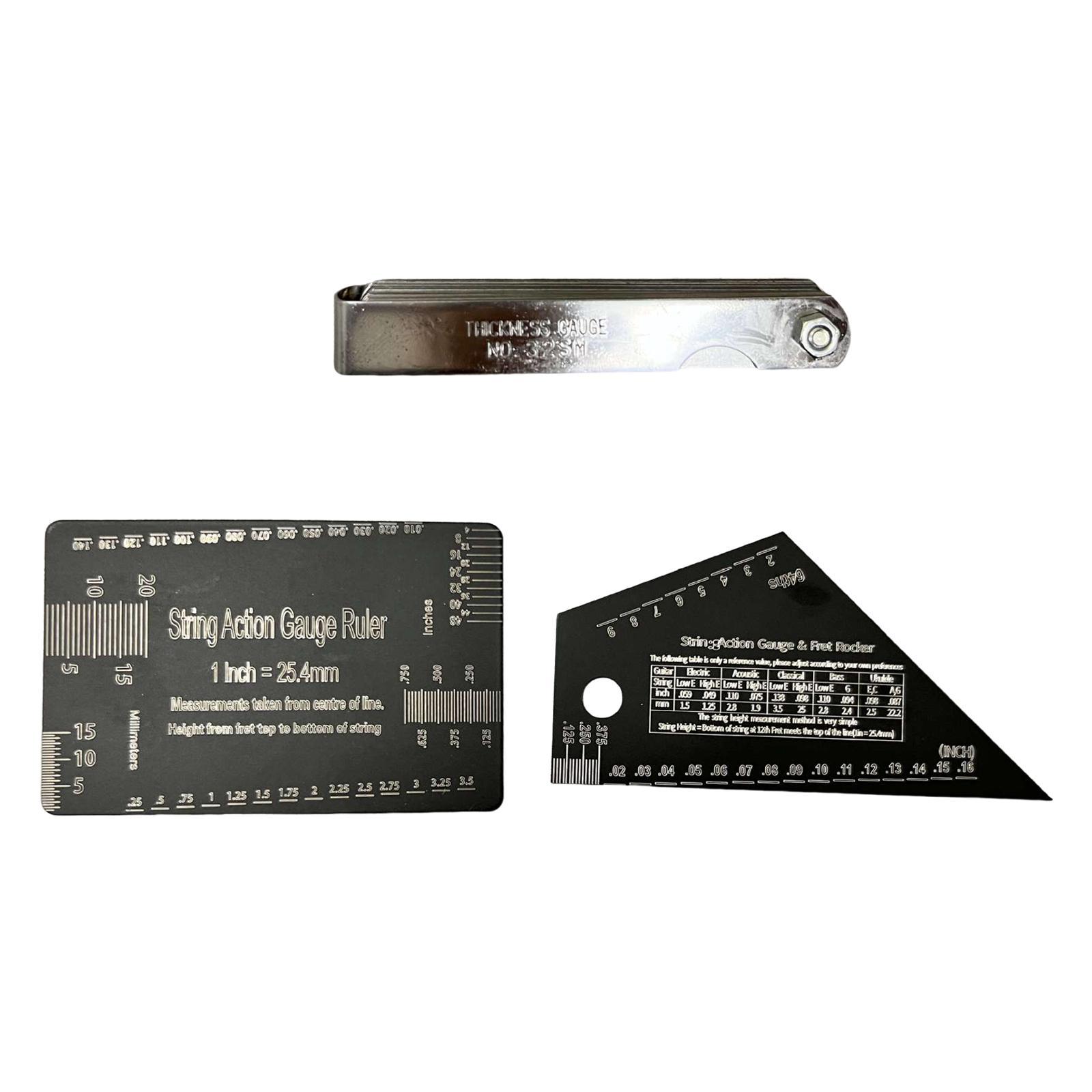 3Pcs Multifunctional Guitar Fret Rocker Luthier Tool for Electric Bass