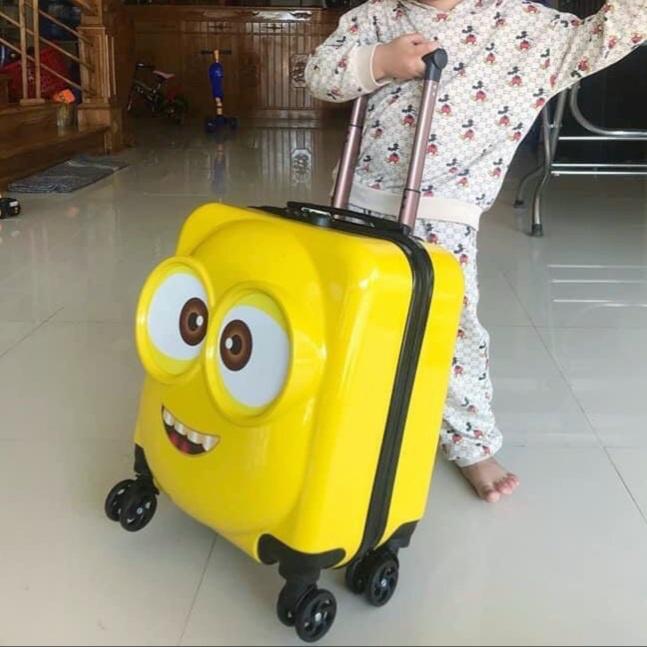 Vali kéo đẩy cao cấp trẻ em hoạt hình 3D MINION dễ thương thời trang