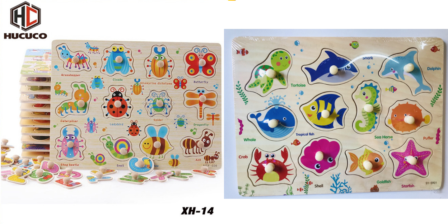 Combo 2 bộ đồ chơi: Bảng côn trùng có núm + Bảng sinh vật biển các loại - hàng chính hãng