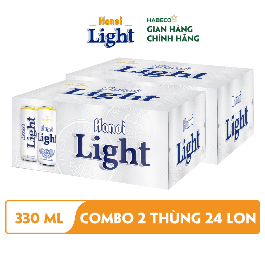 Combo 2 Thùng Bia Hanoi Light - Thùng 24 lon 330ml