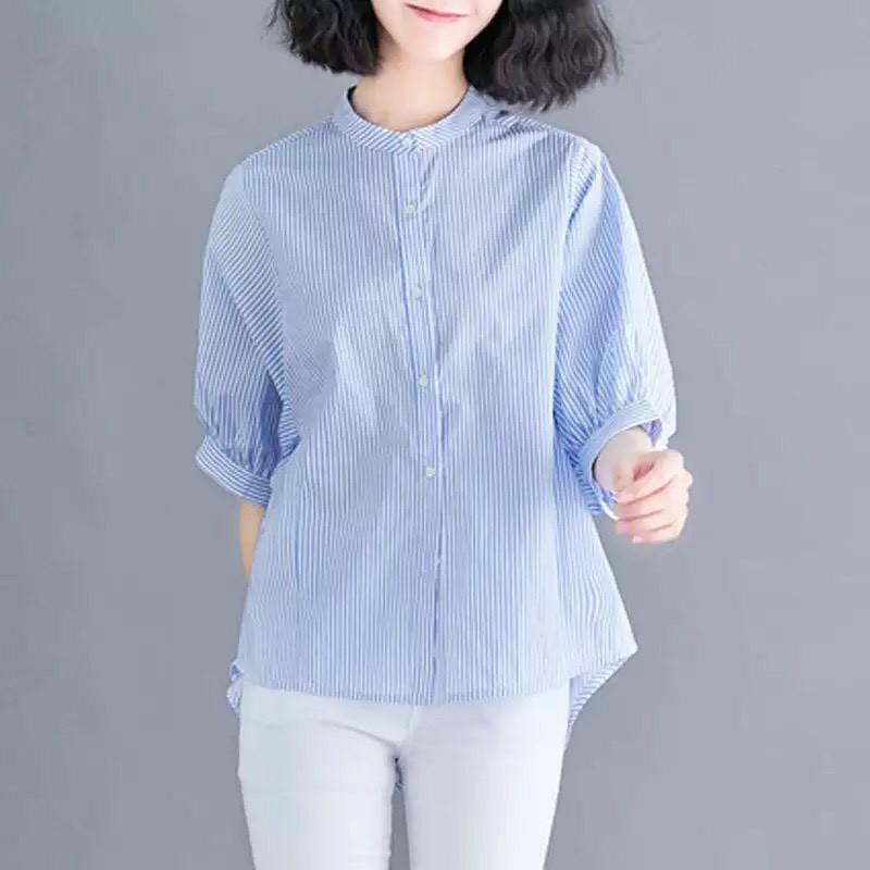 ÁO SƠ MI NỮ SỌC SUÔNG CÁ TÍNH