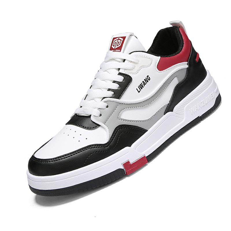 Giày trượt ván nam Giày thông thường giày ngoài trời Sneaker Sneaker Arepable Ren Up Shoes Flat Street Shoes Chaussure Homme Color: White Red Shoe Size: 44