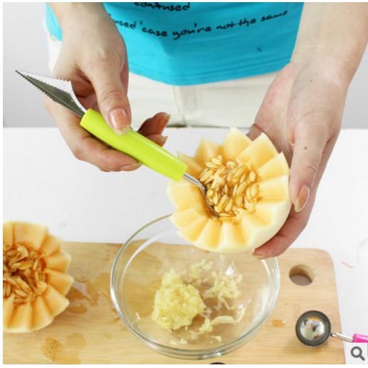 Dao tỉa hoa quả nhiều mầu - Dao tỉa hoa quả 2 đầu inox cực bền Duashop