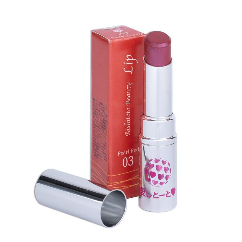 Son Dưỡng Có Màu Nhật Bản AISHITOTO Beauty Lip Pearl Red  Màu Đỏ San Hô Quý Phái 4.8g