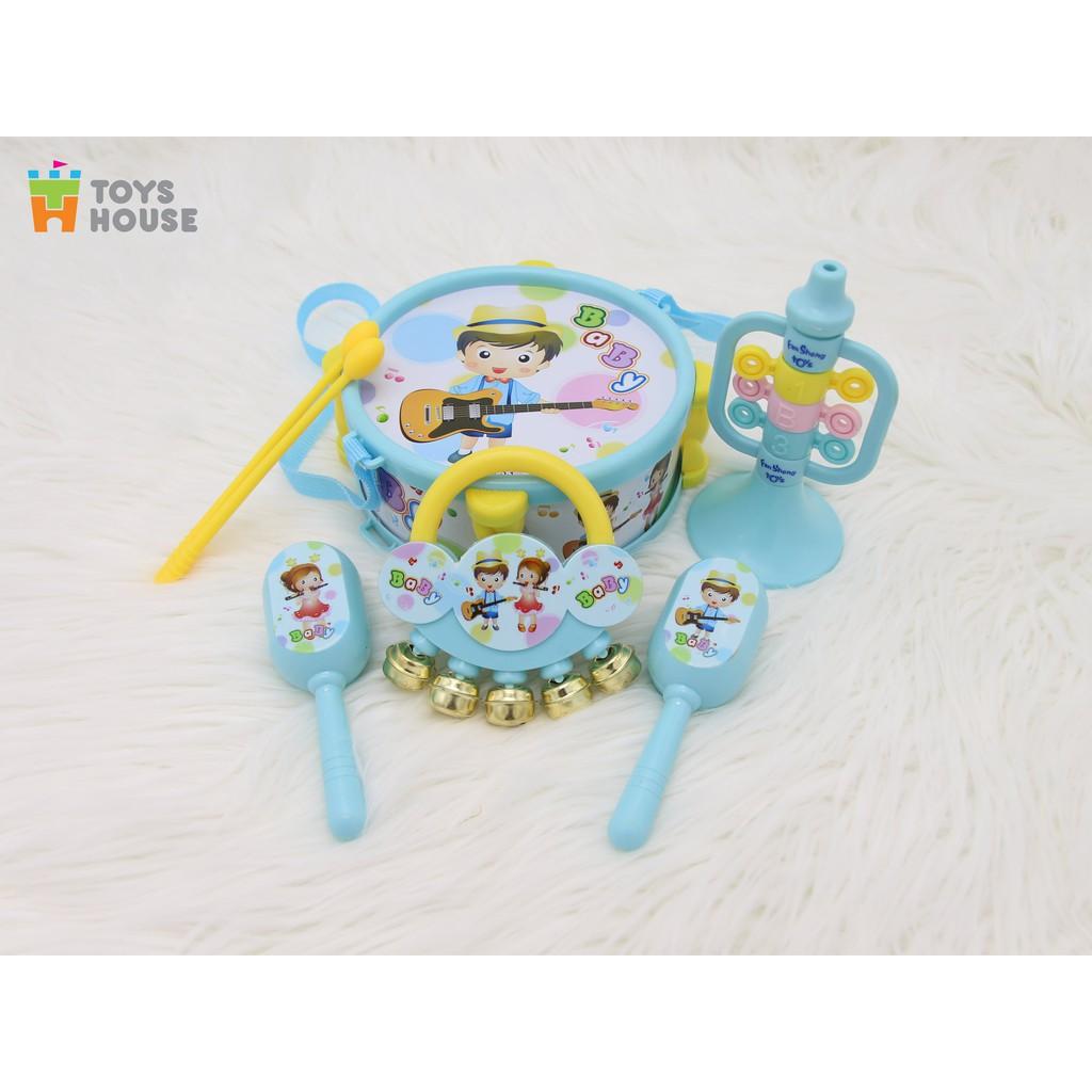 Set đồ chơi Xúc xắc, lục lạc, kèn, trống Toyshouse dành cho bé từ sơ sinh TH1220-733A-53 - giúp bé phát triển thị giác, thính