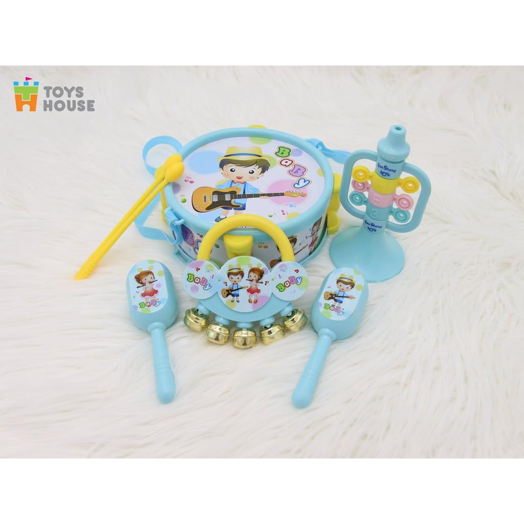 Set đồ chơi Xúc xắc, lục lạc, kèn, trống Toyshouse dành cho bé từ sơ sinh TH1220-733A-53 - giúp bé phát triển thị giác, thính