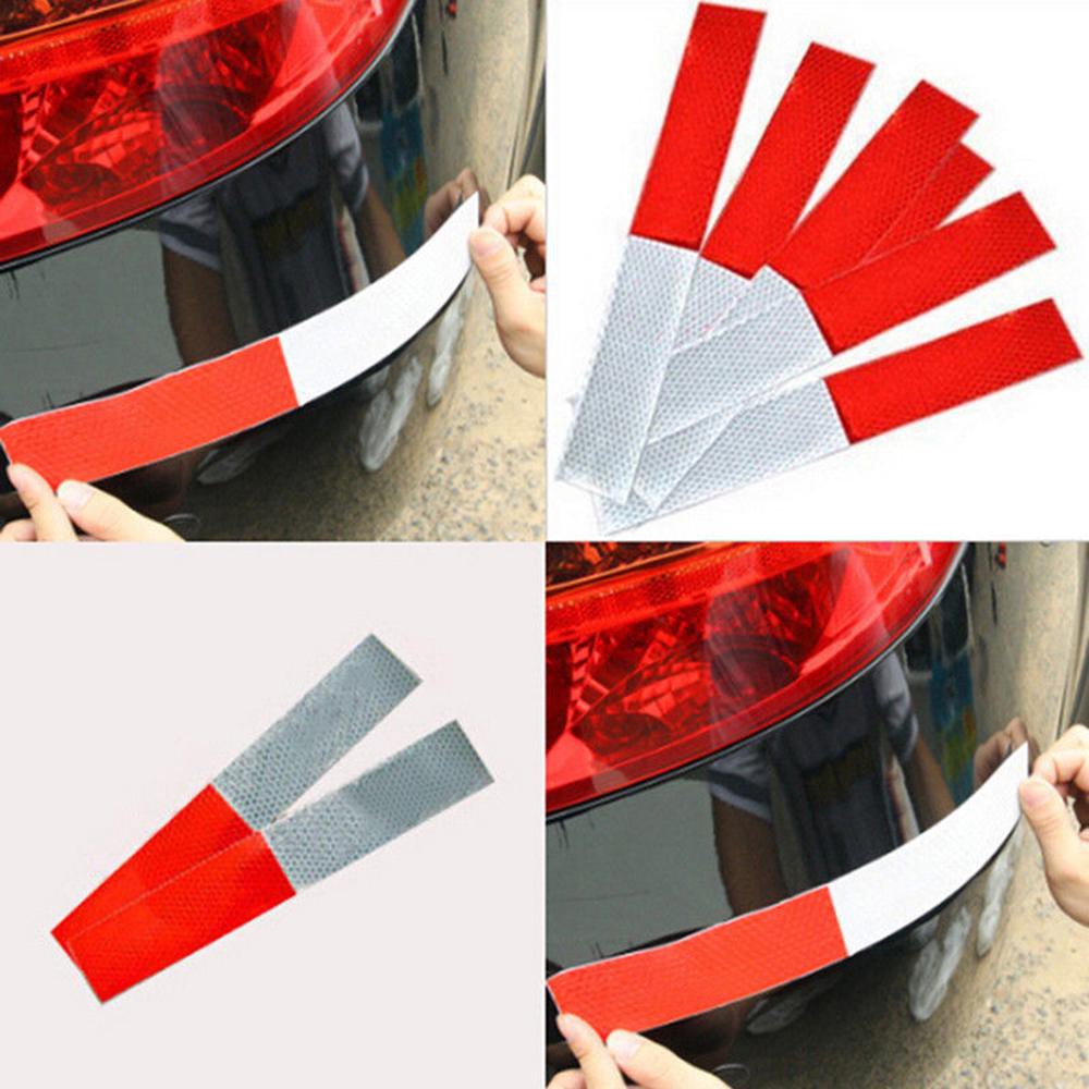 Bộ 10 miếng phản quang cảnh báo an toàn trắng đỏ 4.6cm x 30cm