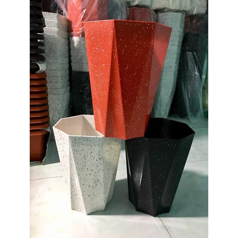 Combo 2 Chậu 8 Cạnh/Bát Giác + Đĩa Lót Chậu size: 330x410x210mm