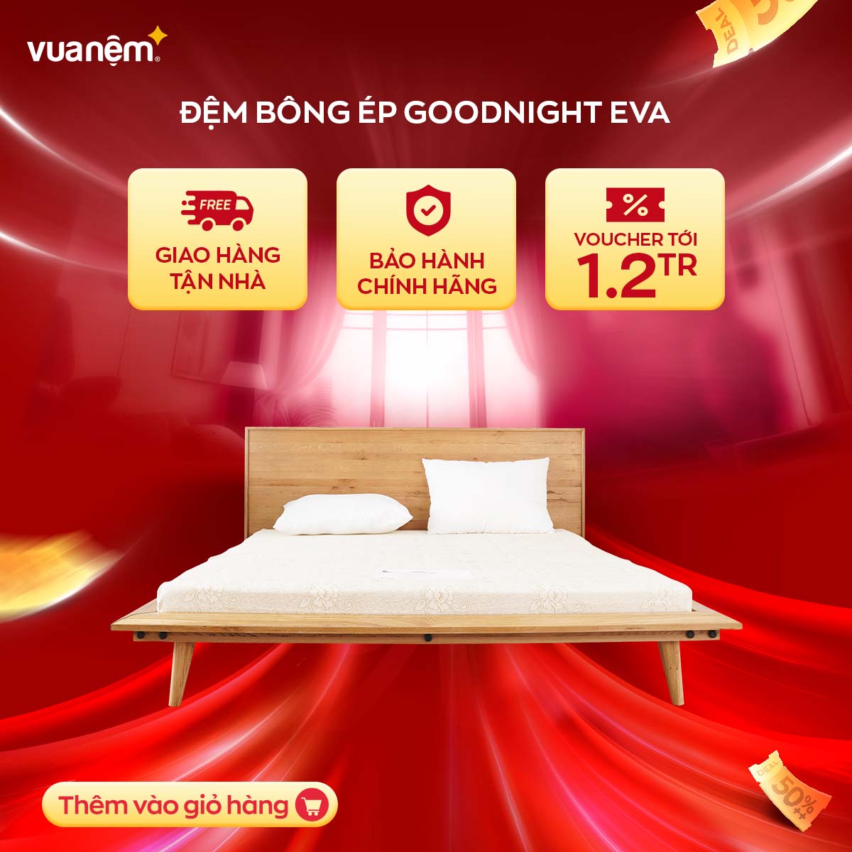 Nệm Foam Goodnight Eva êm ái, mềm mại, nâng đỡ cơ thể