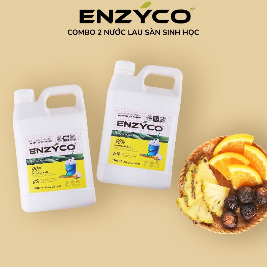 Combo 2 Chai Nước Lau Sàn Sinh Học ENZYCO Lên Men Từ Dứa Và Bồ Hòn Hương Sả Chanh 1.8L 바닥청소용 세제 Floor cleaner