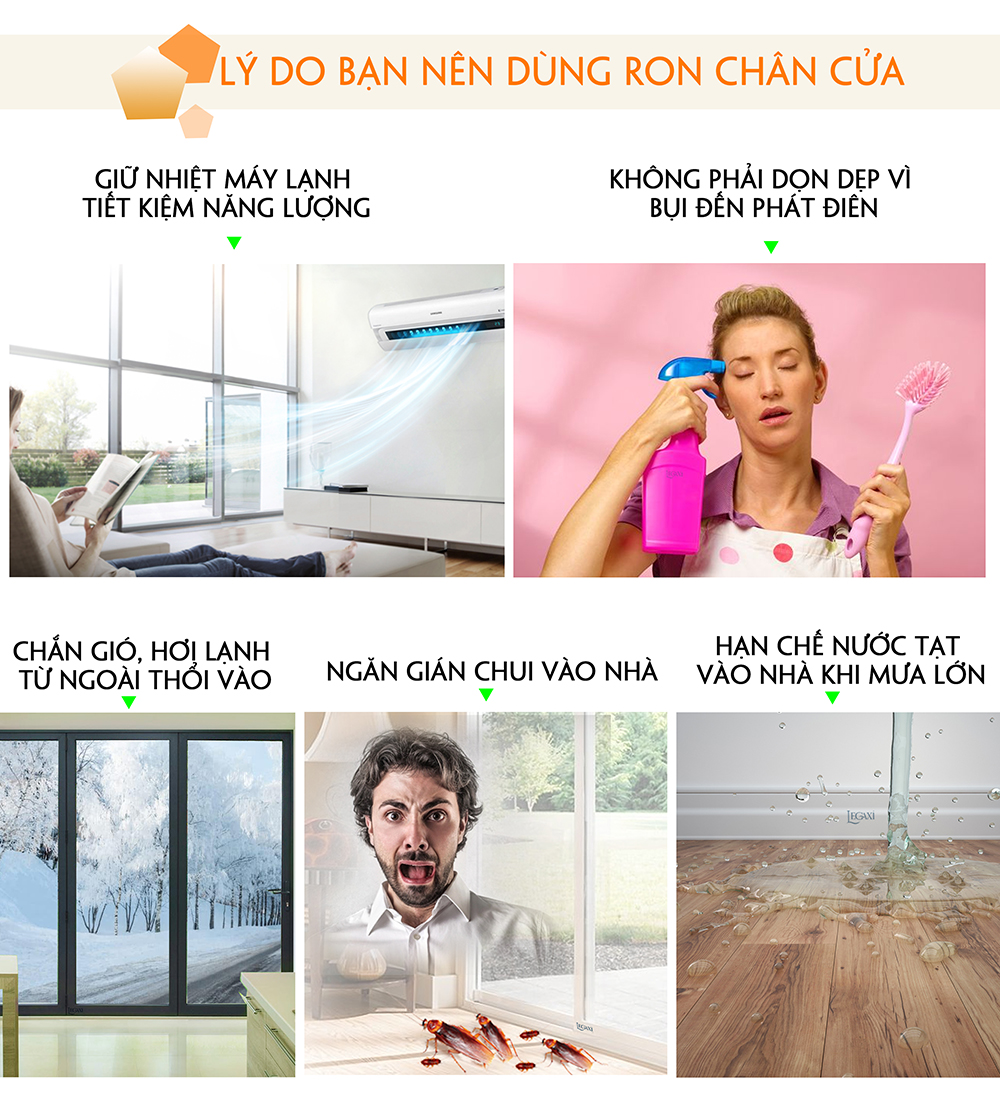 Ron Dán Chân Cửa Legaxi Keo Đỏ Cải Tiến Ngăn Bụi và Côn Trùng 25 35 45 60 110mm 