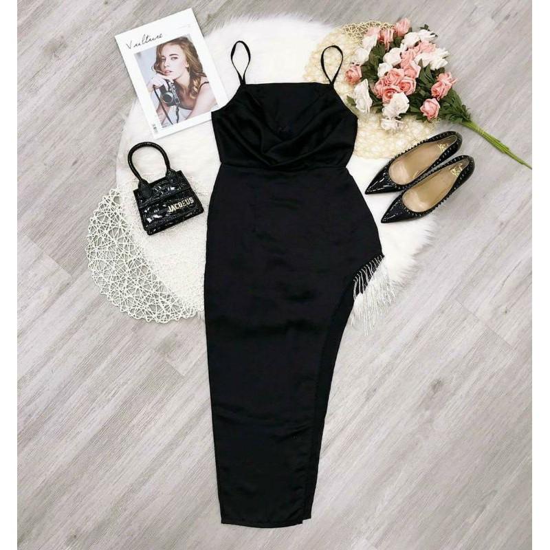 Đầm body phi cổ đổ kết hạt