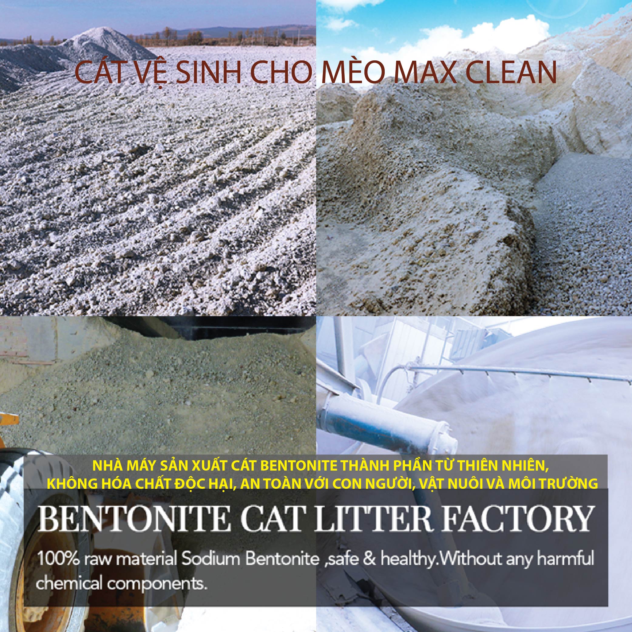 Cát Vệ Sinh Cho Mèo Cao Cấp Max Clean Vón Cực Nhanh, Rất Ít Bụi, Thấm Hút Tốt, Trọng Lượng 4Kg