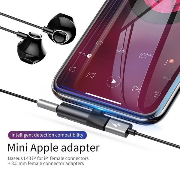 Bộ chuyển cổng sạch sang Audio 3.5mm +  tích hợp Baseus L43 cho iPhone/ iPad -Hàng Chính Hãng