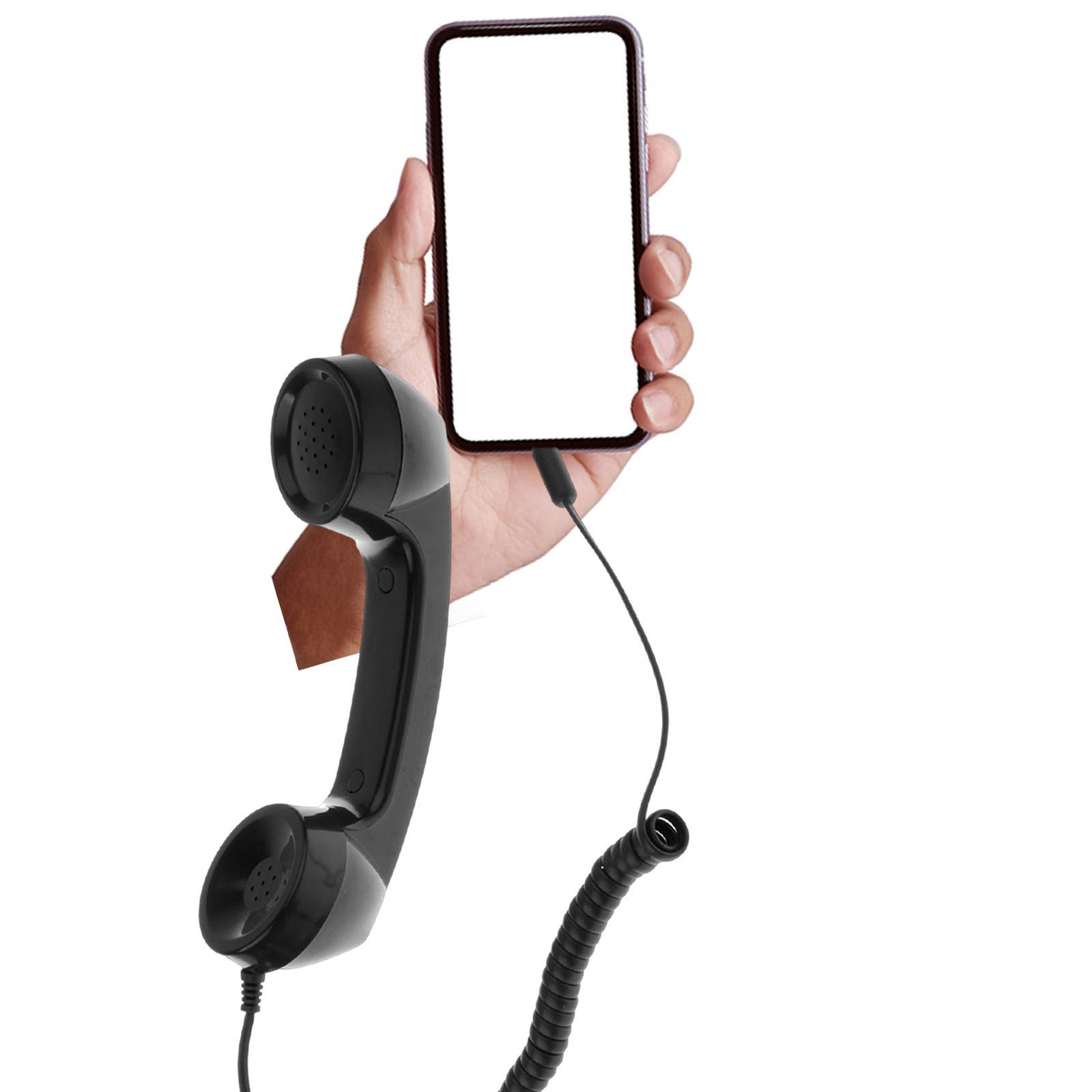 2X 3.5mm Mic Telephone Handset Phone Classic Receiver Black