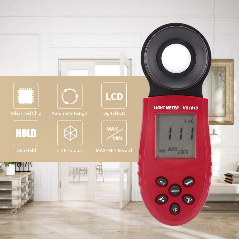 Digital Illuminance Light Meter Auto Range LCD Photometer 200,000 Lux Portable Handheld Luxmeter Light Intensity Tester for Industrial Lab Plants