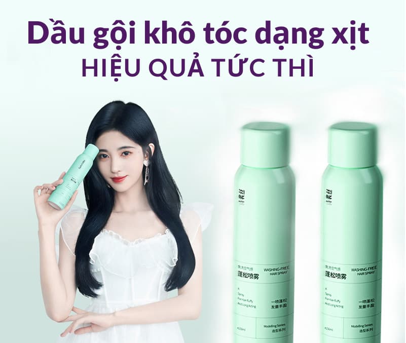 Dầu gội khô dạng xịt hot Tiktok giúp tóc bồng bềnh mượt mà không gây bết dính hàng nội địa trung 150ml