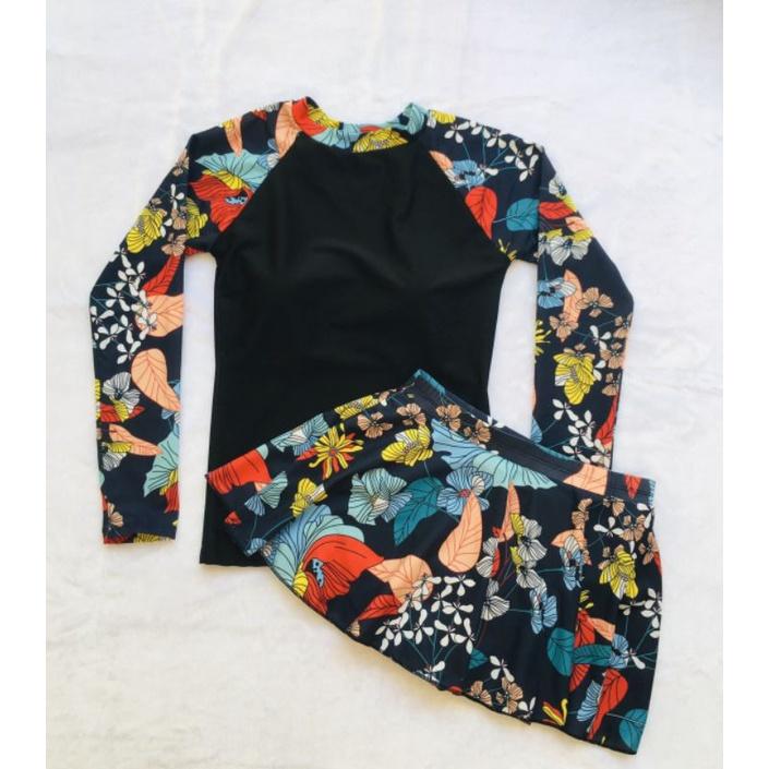 Bộ Bơi Nữ Áo Tay Dài Và Quần Váy Free size 40-55ký