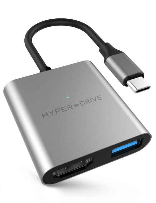 CỔNG CHUYỂN HYPERDRIVE 4K HDMI 3-IN-1 USB-C HUB FOR MACBOOK, PC &amp; DEVICES - Hàng Nhập Khẩu