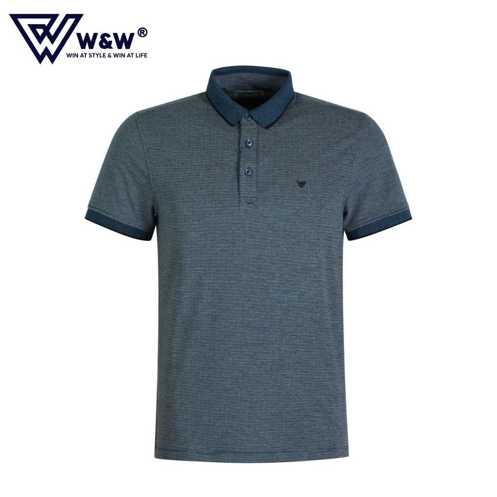 Áo Thun Polo Nam W&amp;W Dáng Regular Fit- Cổ Áo Không Chân Phối Màu Khác Biệt, Chất Liệu Thoáng Mát, Thấm Hút Tốt WPO77R