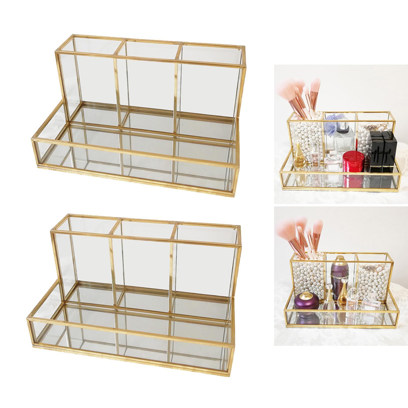 2PCS Cosmetic Case Jewelry Organizer Holder Makeup Brush Lipstick Pen Storage