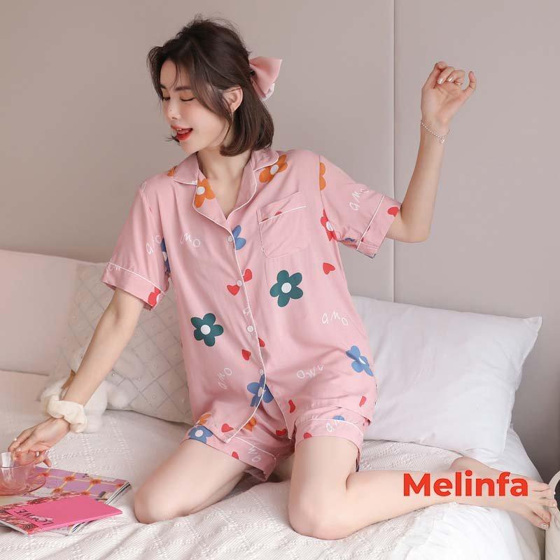 Bộ đồ ngủ Pijamas, bộ mặc nhà nữ cộc tay, quần short chất vải cotton lụa tự nhiên thoáng mát nhiều màu mã VABD0175