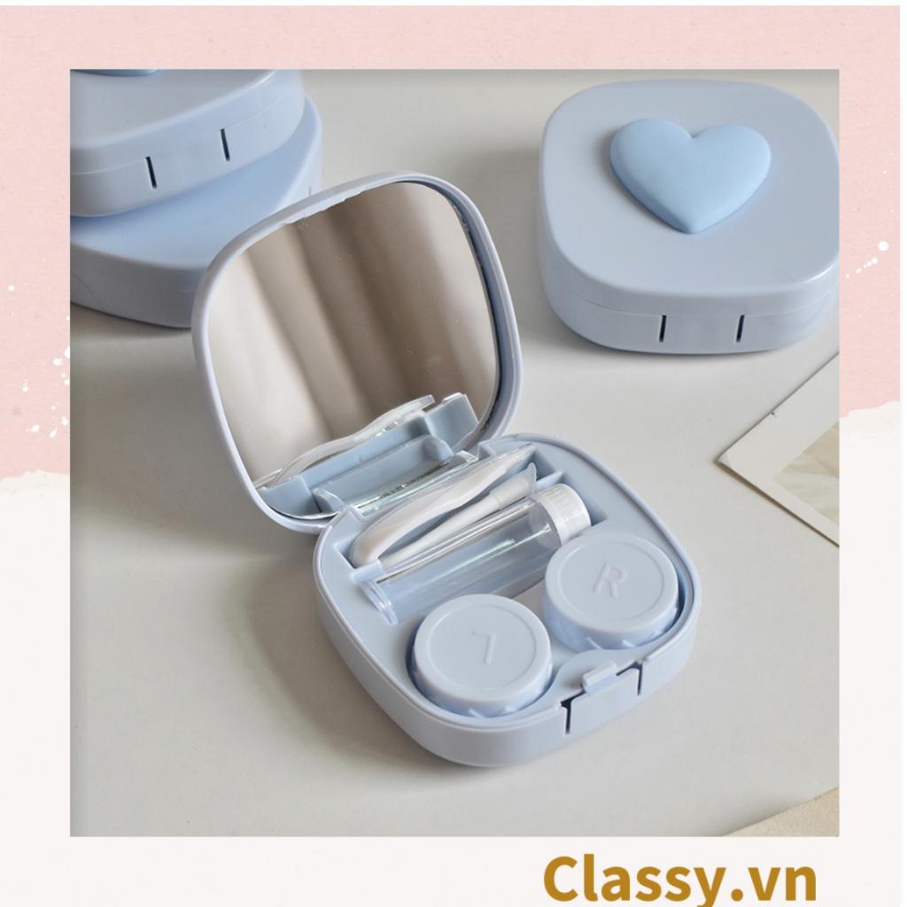Hộp đựng kính áp tròng Classy tông màu pastel nhẹ nhàng, họa tiết trái tim PK1673 | Hộp đựng kính áp tròng