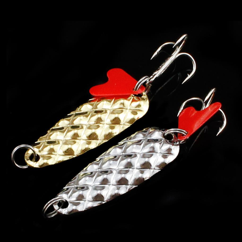 10pcs Spoons Hard Fishing Lures Treble Hooks Salmon Bass Metal Fishing Lure Baits