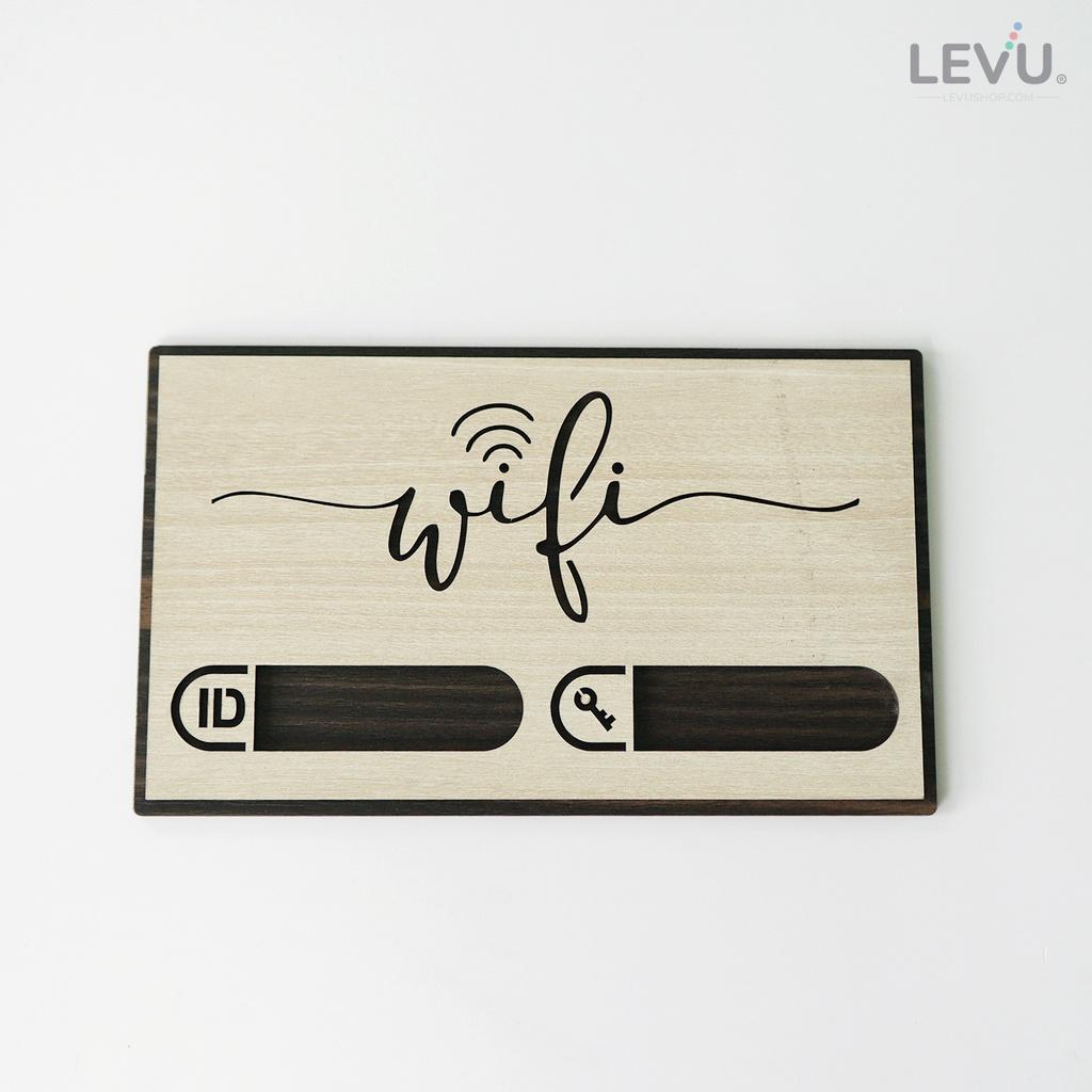 Bảng hiệu gỗ ghi tên password wifi cho khách LEVU TW10S trang trí quán