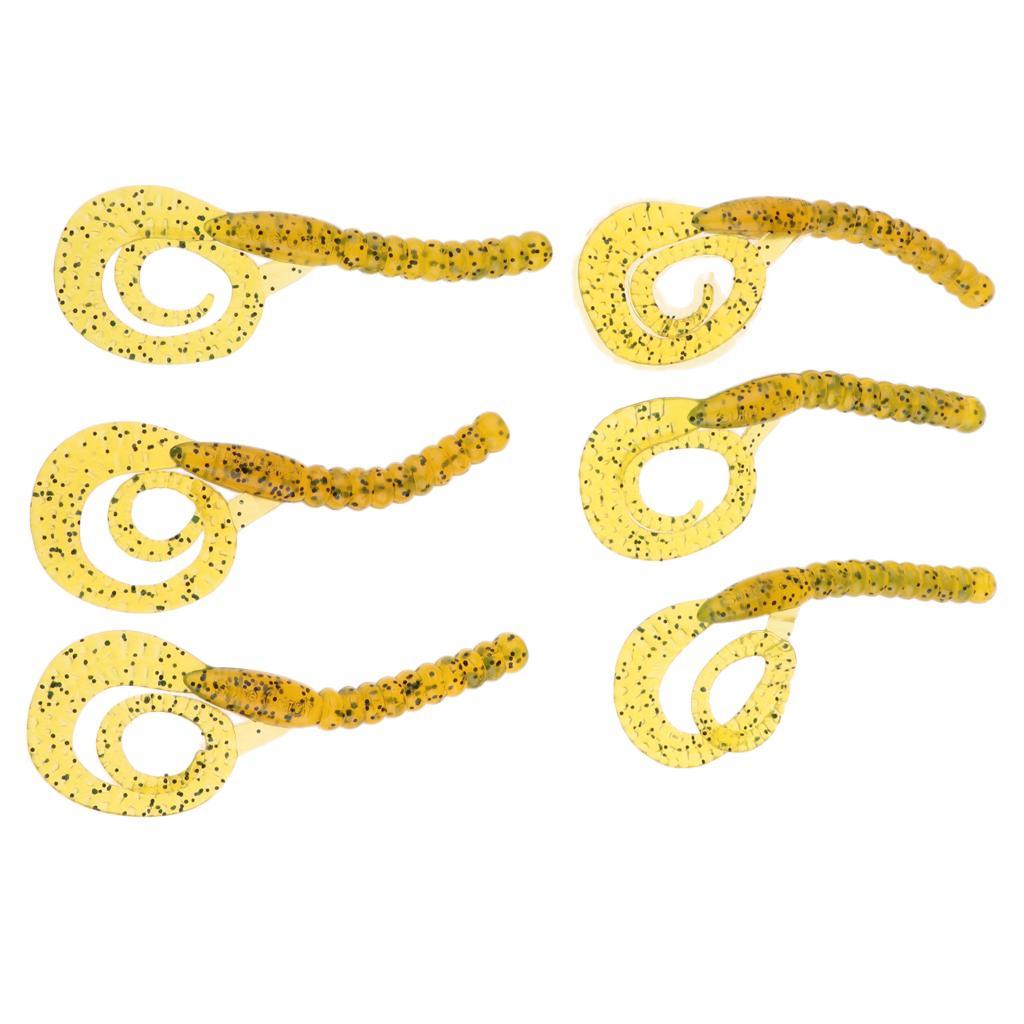 6pcs Flexible Grub Worm Soft Fishing Lure Simulation Earthworm Bait