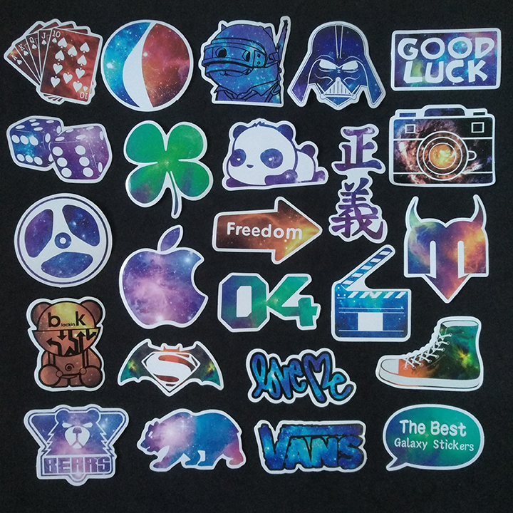 Bộ Sticker dán cao cấp chủ đề MÀU TÍM GALAXY - Dùng dán Xe, dán mũ bảo hiểm, dán Laptop