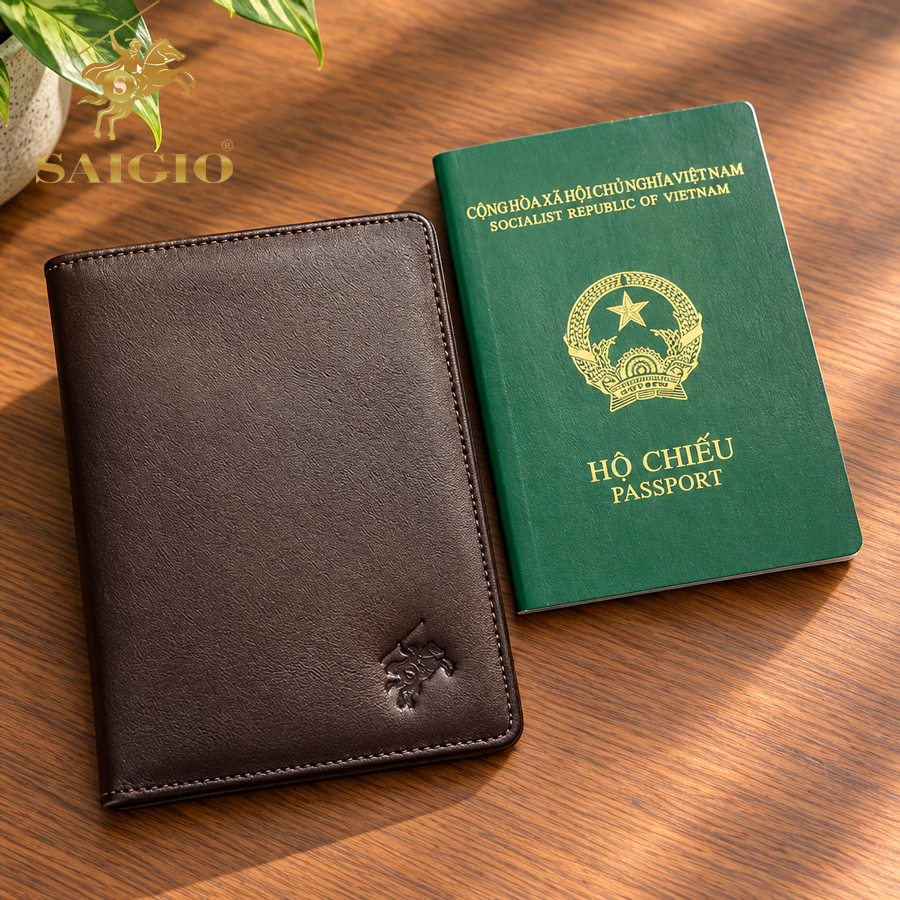 Ví Đựng Passport Hộ Chiếu Nam Nữ, Da Bò NAPA Láng Mịn Cao Cấp, Thiết Kế Hiện Đại - Mỏng Nhẹ - Đa Năng, Đựng Được Nhiều Loại Hộ Chiếu, Nhiều Ngăn Thẻ ATM, Đựng Tiền, Vé Máy Bay, Tiện Dụng Khi Đi Du Lịch, Công Tác - Hàng Chính Hãng SAIGIO - Nâu