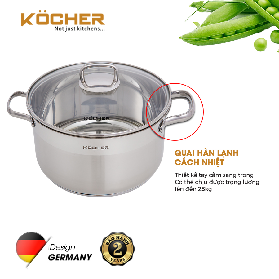 Nồi inox 304 5 đáy cao cấp size 16cm KOCHER sử dụng được mọi loại bếp