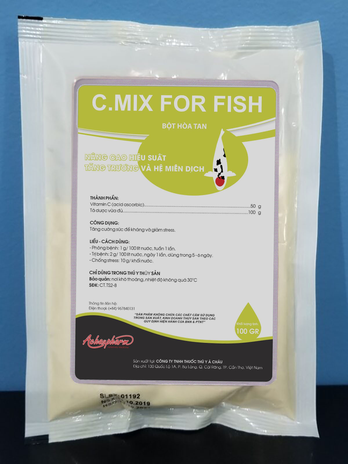 C.mix for fish - Vitamin C hòa tan dành cho cá cảnh, cá rồng, cá vàng, cá bảy màu guppy, la hán 100gr - Giúp tăng sức đề kháng, chống sốc