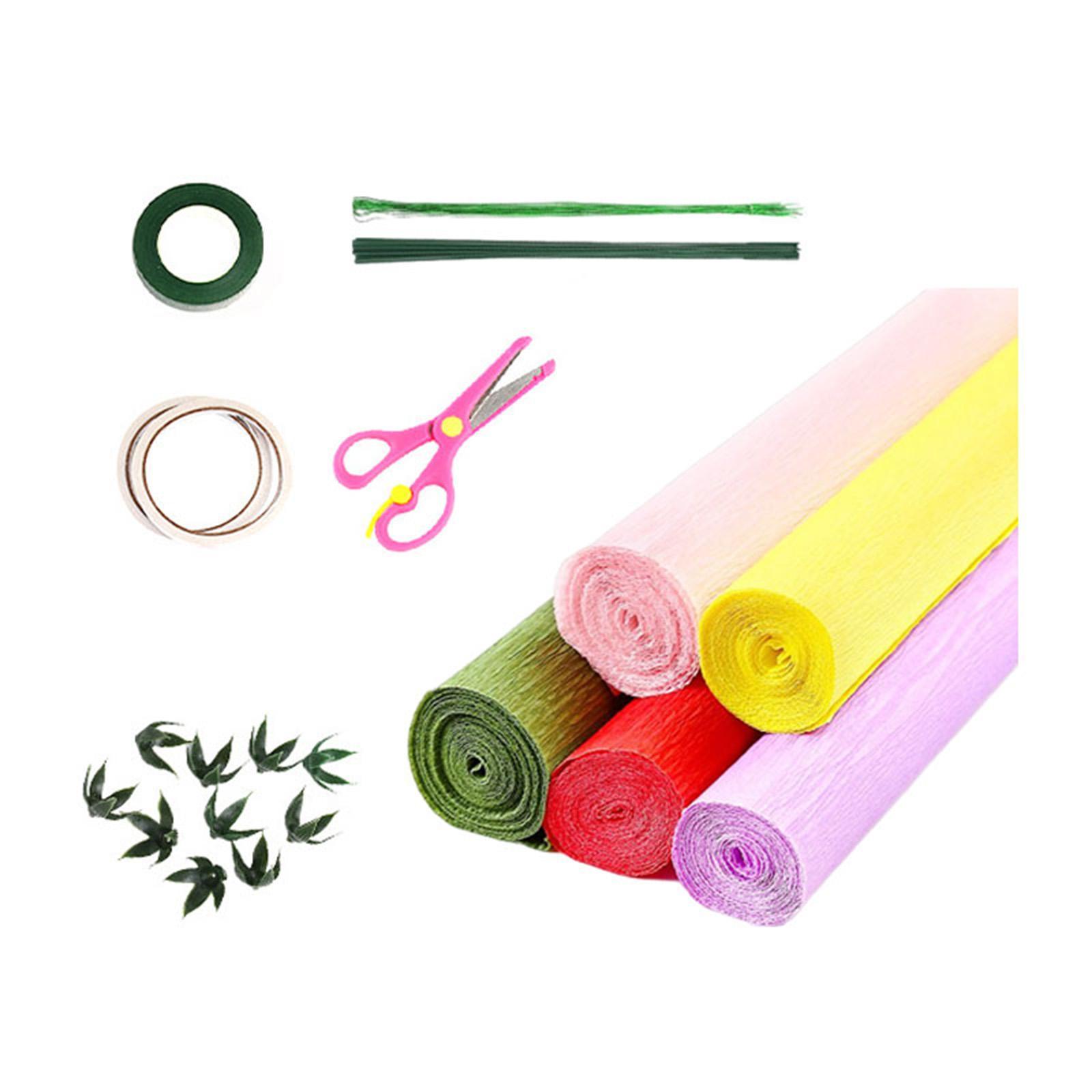 Crepe Paper Flower DIY Kits with Floral Stem Wire Gift Wrapping