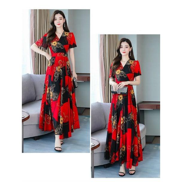 ĐẦM MAXI HỌA TIẾT DÁNG DÀI CAO CẤP