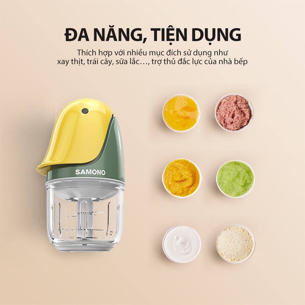 Máy xay đa năng hình con vịt SAMONO công suất 200W dung tích 350ml cối xay thủy tinh lưỡi dao inox 6 cánh SW-C200 HÀNG CHÍNH HÃNG