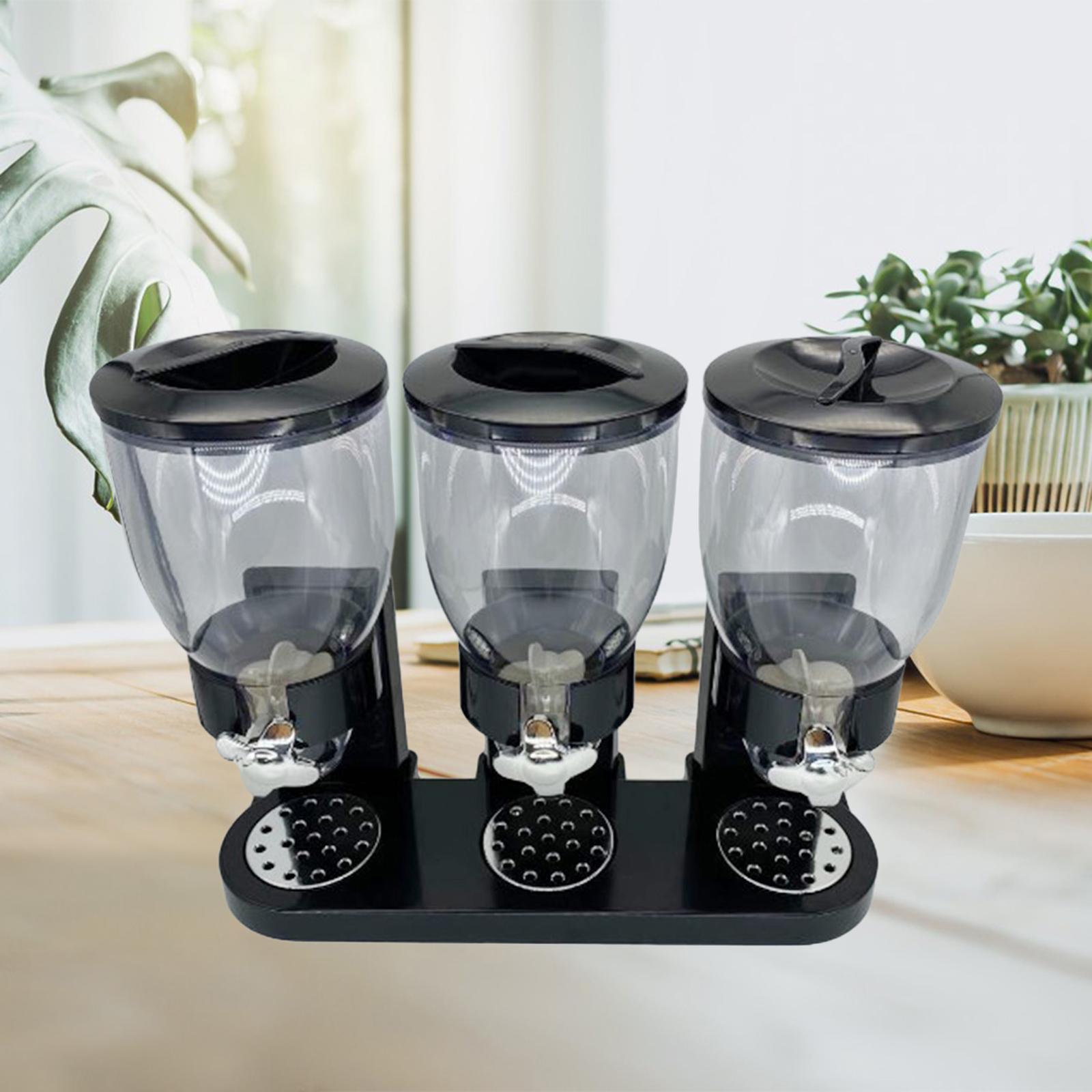 Plastic Triple Canister Cereal Dispenser Machine Storage Bottles Supplies