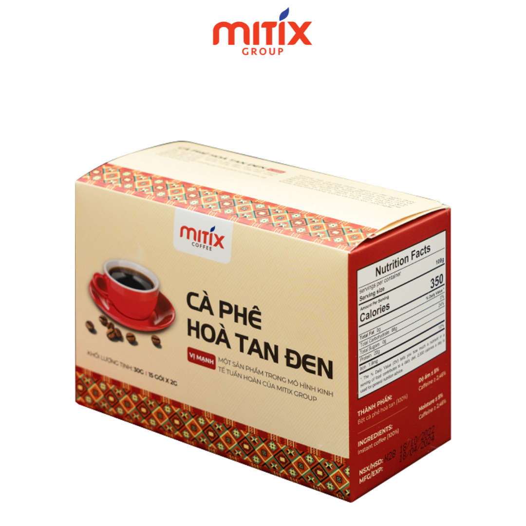 Cà phê hòa tan đen MITIX COFFEE loại 30gr (15 gói *2gr)