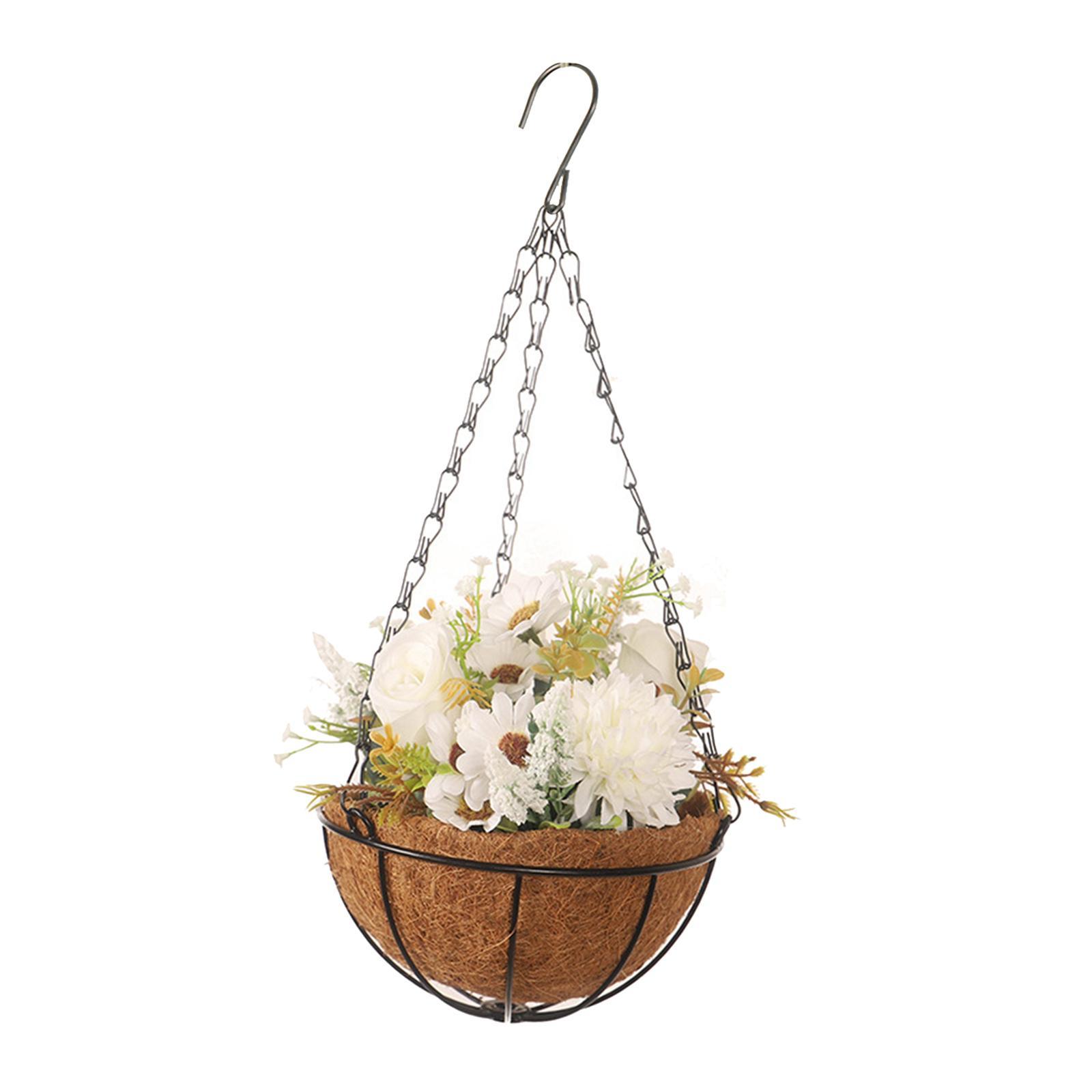 Flower Basket Wreath Spring Wreath Artificial Flower Arrangement Door Hanger Basket Wreath Farmhouse Wreath for Wedding Porch Outside Party