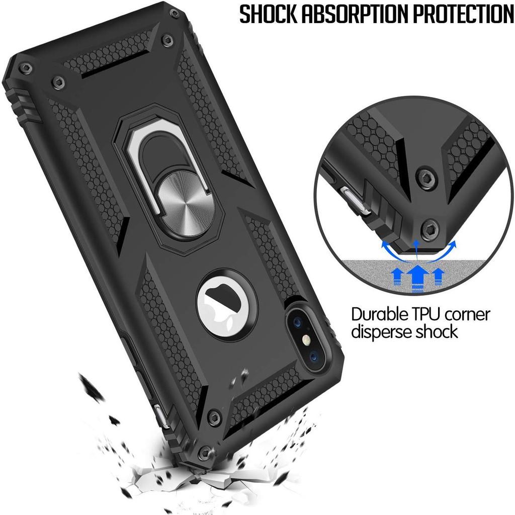 Ốp lưng cho iPhone XS Max chống sốc 2 lớp kèm nhẫn iring làm giá đỡ