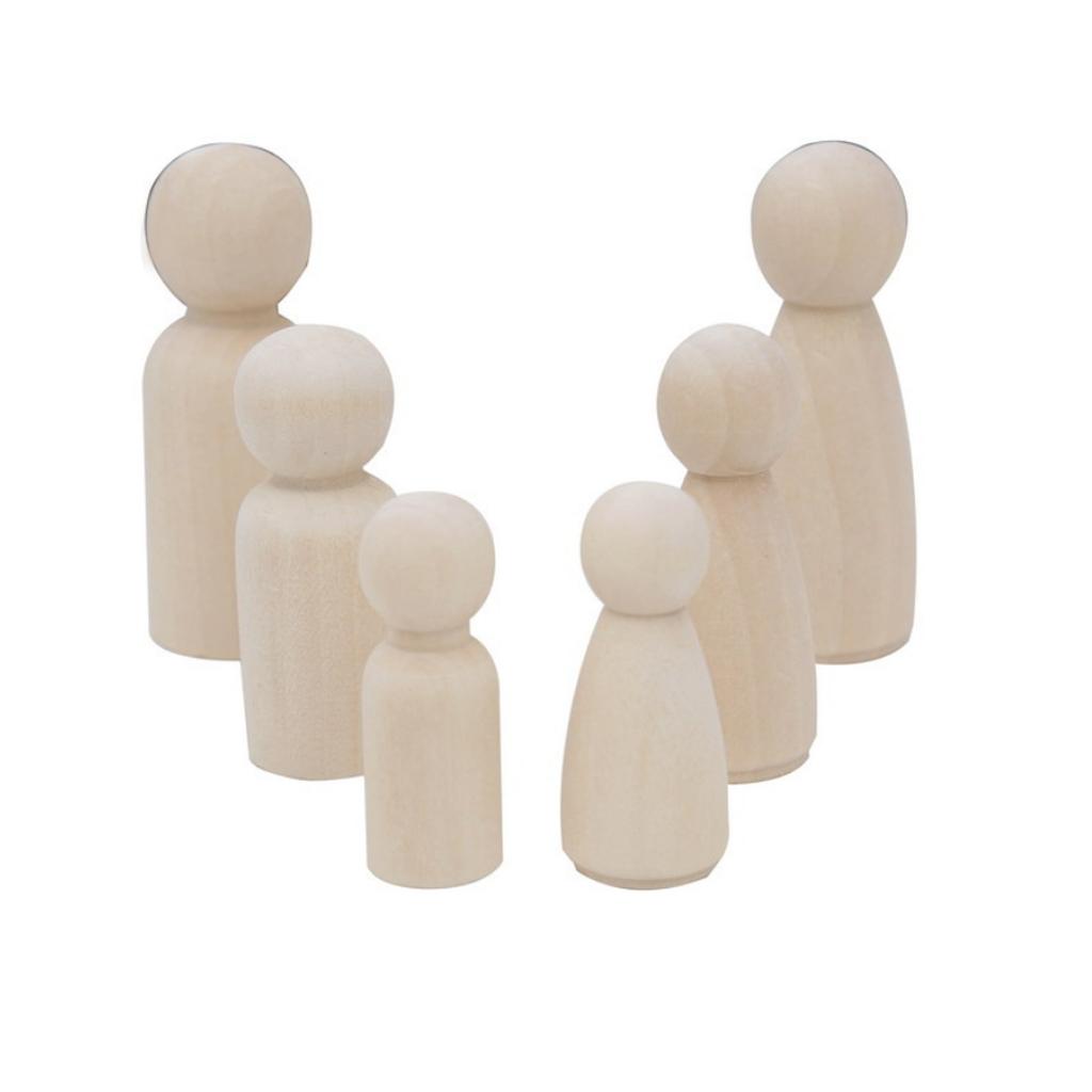 30PCS Blank Wooden Peg Family People Peg Dolls Crafts DIY Toys