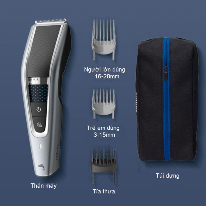 Tông đơ cắt tóc cao cấp Philips HC5690/15 tích hợp 2 lưỡi cắt, đảm bảo cắt nhanh chóng, tiết kiệm thời gian​ - Hàng Nhập Khẩu