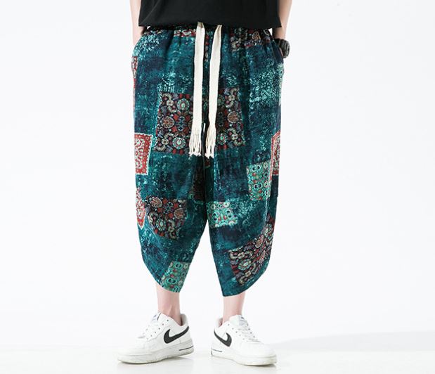 Quần Jogger Nam Lửng Chất Thô Đũi Họa Tiết
