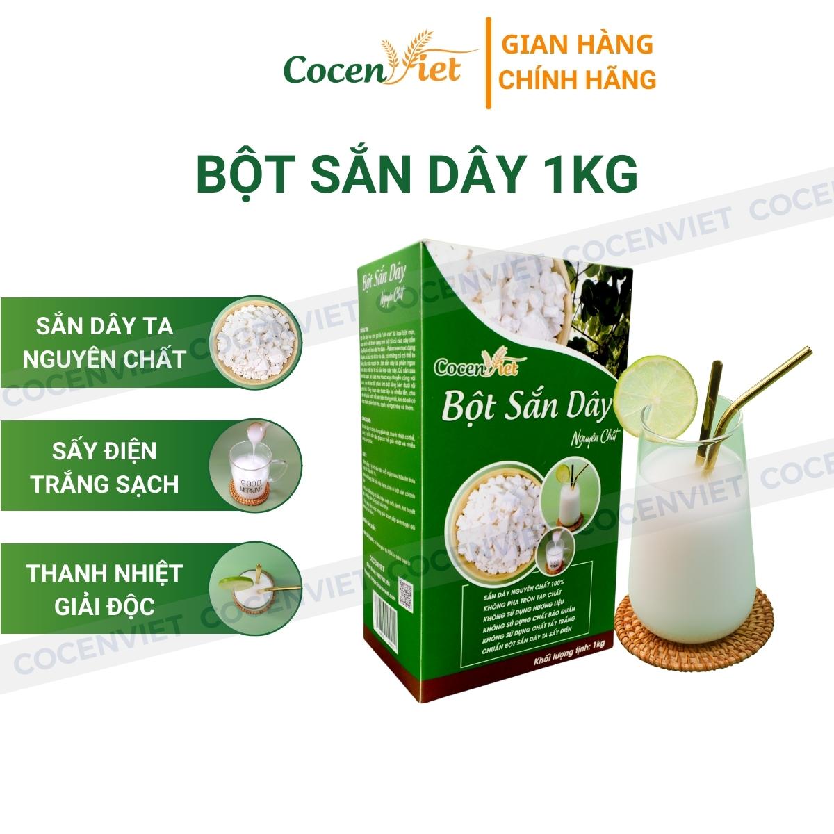 Bột Sắn Dây Nguyên Chất CocenViet, 1kg Bột Sắn Dây Ta Hải Dương Loại 1 Thanh Nhiệt Giải Độc Bổ Xung Dưỡng Chất Tăng Sức Đề Kháng Tốt Cho Sức Khỏe. Sản Phẩm Đã Kiểm Nghiệm An Toàn Thực Phẩm.